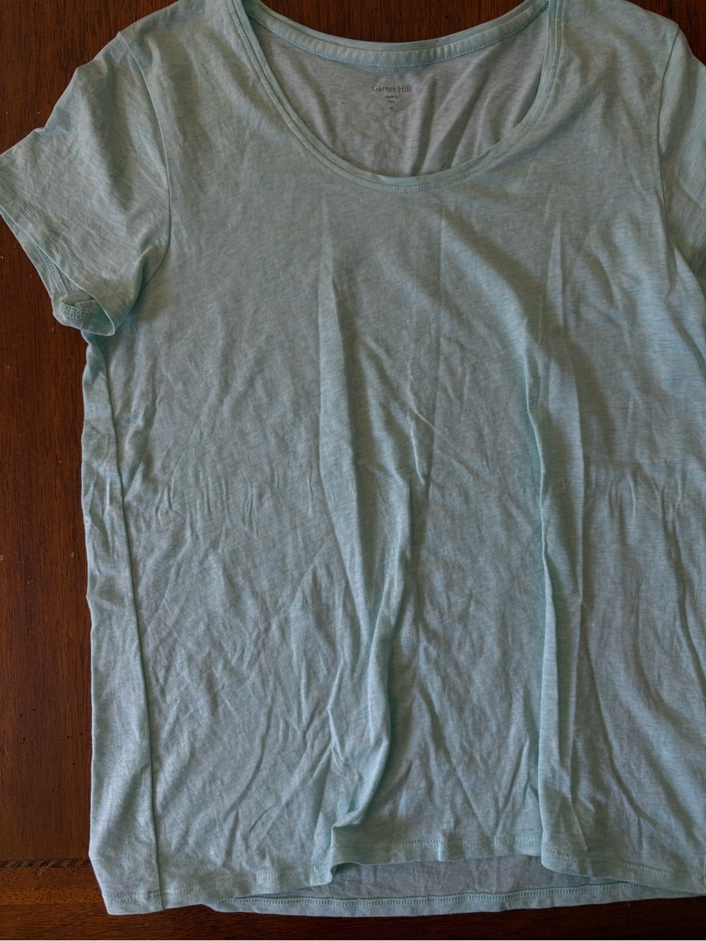 Garnet Hill Pale Aqua Scoop Neck Short Sleeve Tee